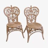 Pair of Peacock rattan chairs