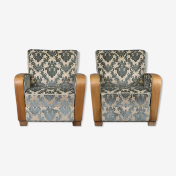 Pair of art deco club armchairs