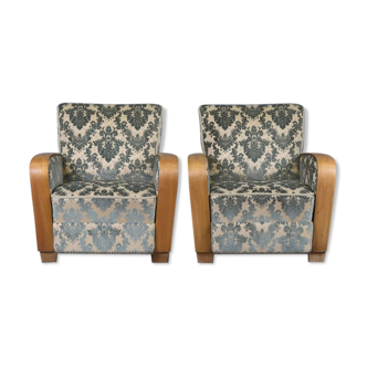 Pair of art deco club armchairs