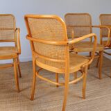 Set of 4 wooden and cane chairs model Prague 811 by Josef Hoffmann