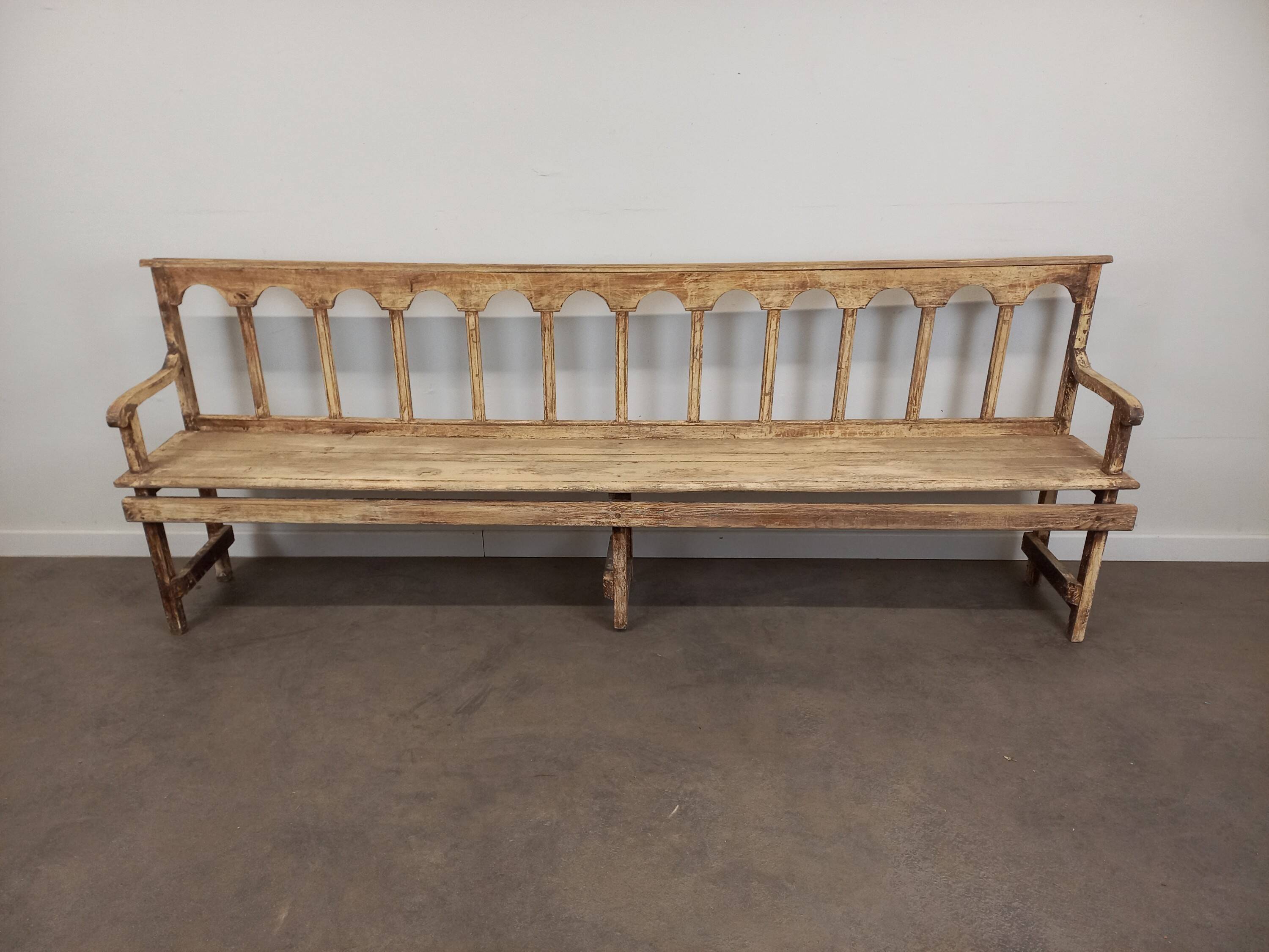 Patinated church pew