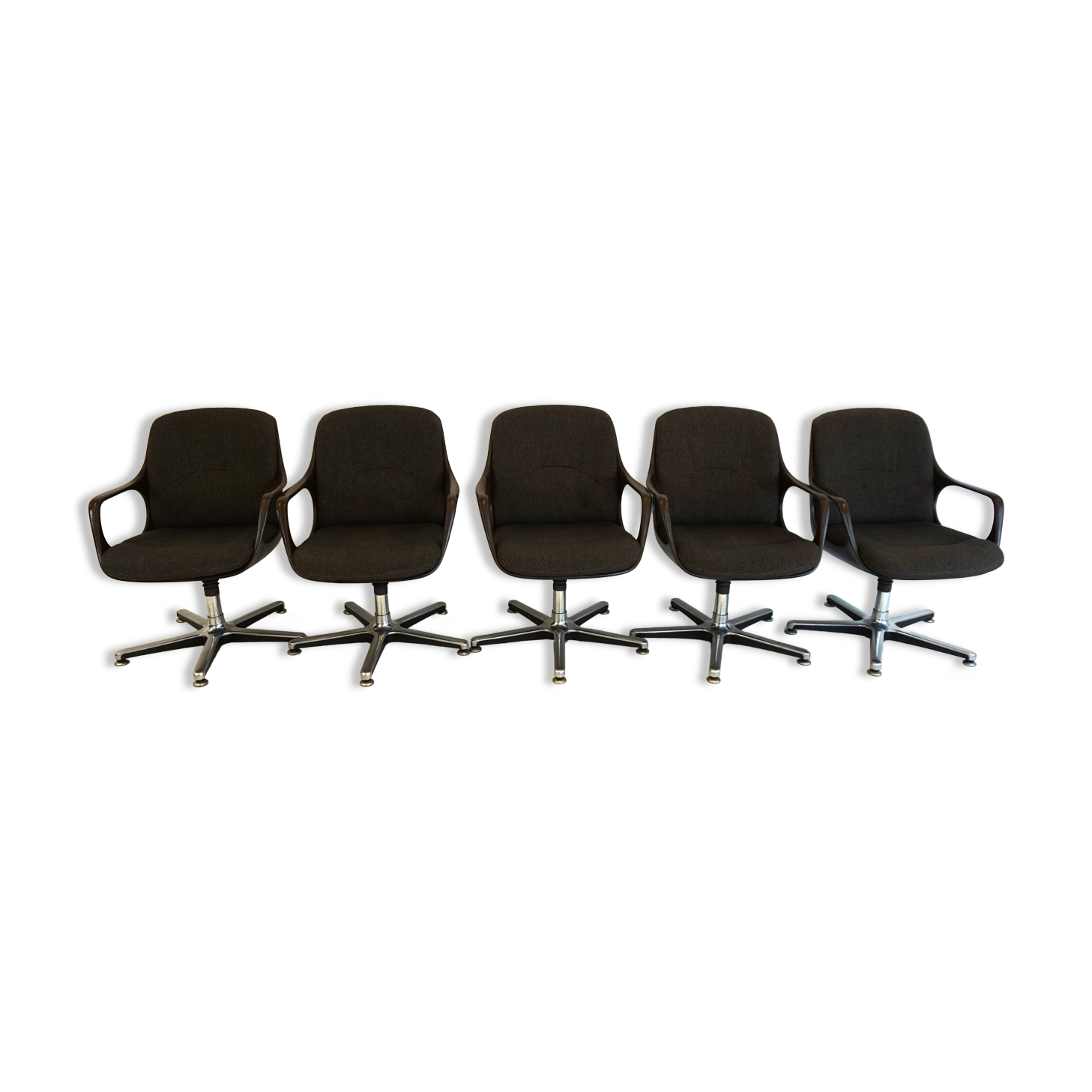 Set of 5 Chromcraft office armchairs