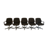 Set of 5 Chromcraft office armchairs