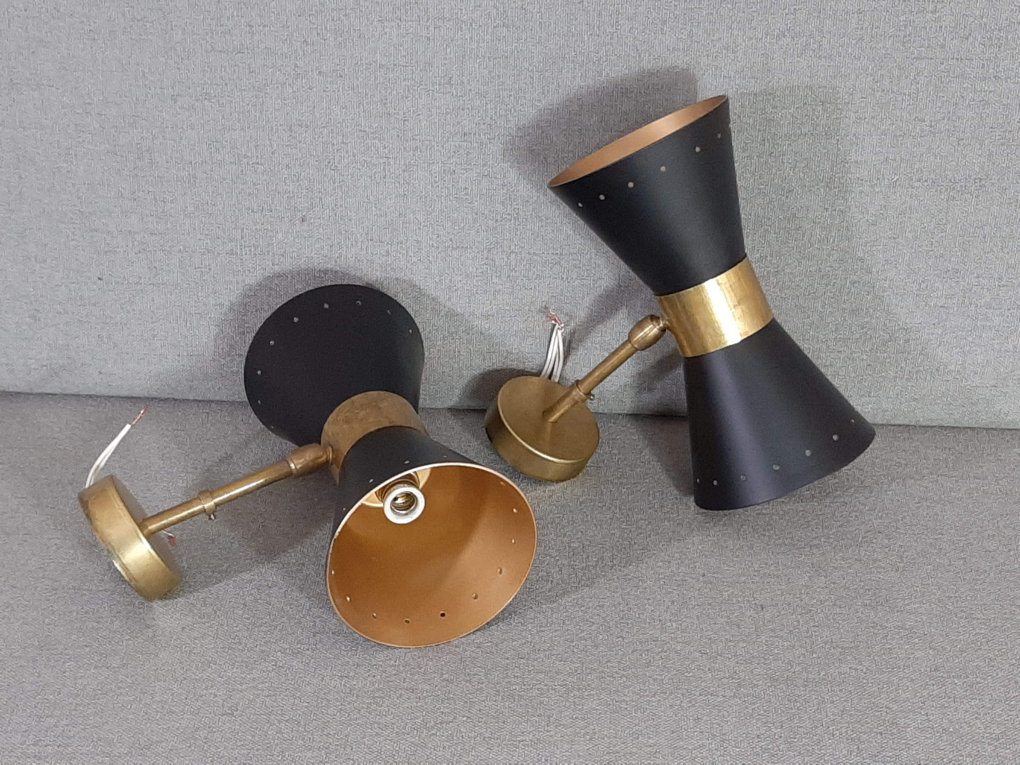 Pair of sconces black, in 1950s style