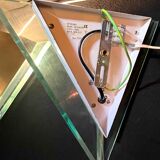 Pair of postmodern triangular sconces, gold metal and lucite, fin XX by Massive