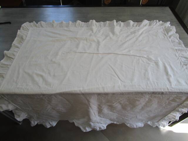Housse d'édredon ancienne broderie de jours – 122 x 110 cm