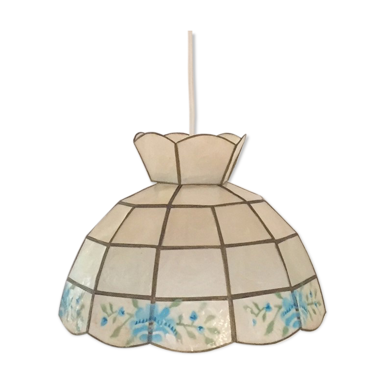 Vintage mother-of-pearl and brass hanging lamp