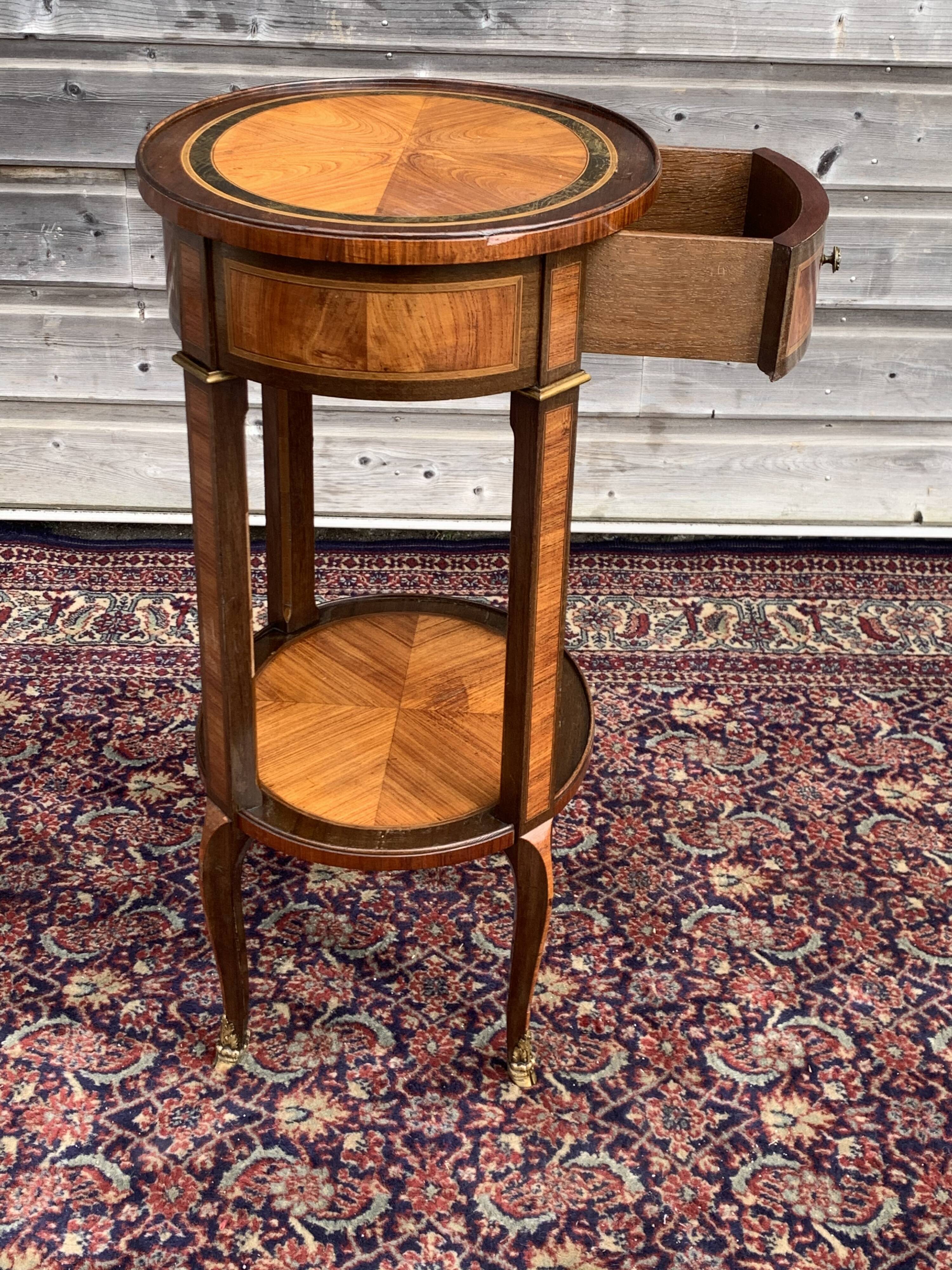 Salon Table In Marquetry Style Transition Period 19th