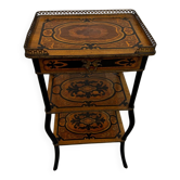 Napoleon III side table in marquetry and gilding