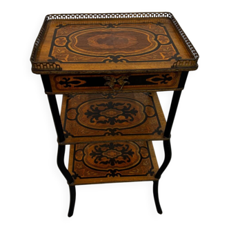 Napoleon III side table in marquetry and gilding