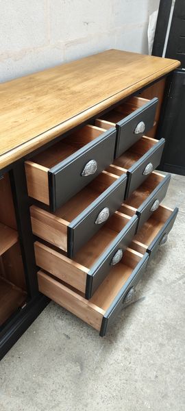 Craft furniture black patina two doors and eight drawers