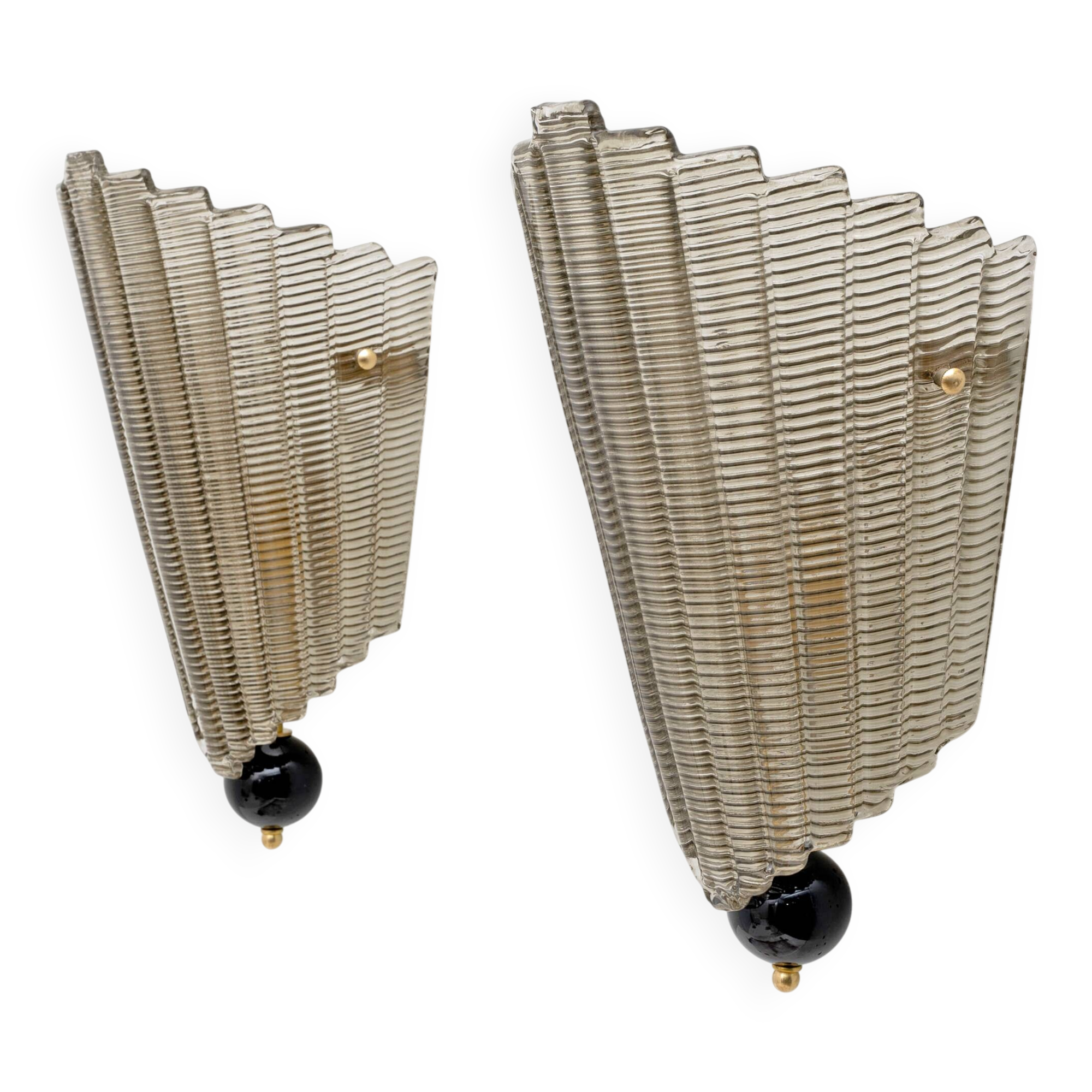 Pair of Modern Italian Murano Glass Textured Wall Sconces