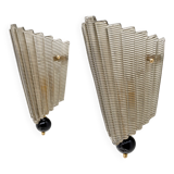 Pair of Modern Italian Murano Glass Textured Wall Sconces