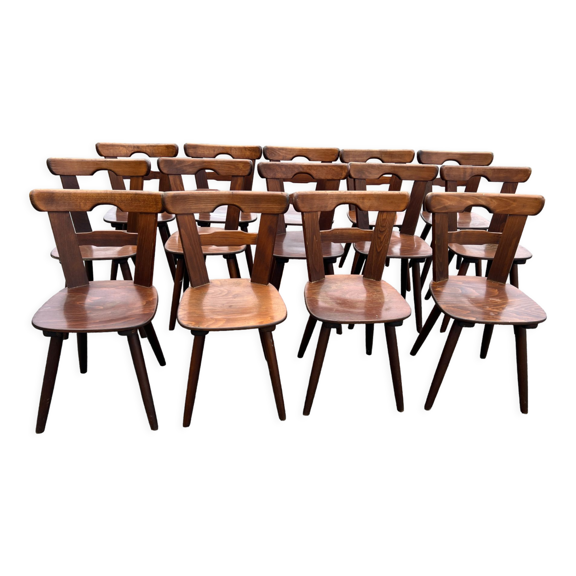 Set of 14 brutalist Scandinavian chairs