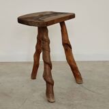 Vintage brutalist wooden stool 1