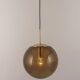Large smoked glass ball pendant by Limburg with brass, Germany, 1970s.