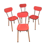 Series of 4 vintage chairs in red Formica year 1960