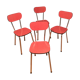 Series of 4 vintage chairs in red Formica year 1960
