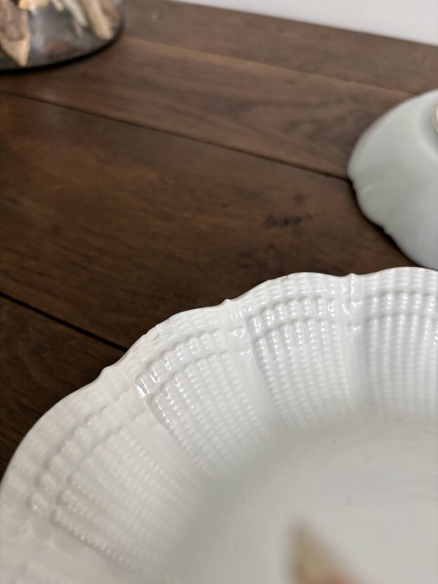 Set of 4 white porcelain deep plates – Giraud Limoges – 21.5