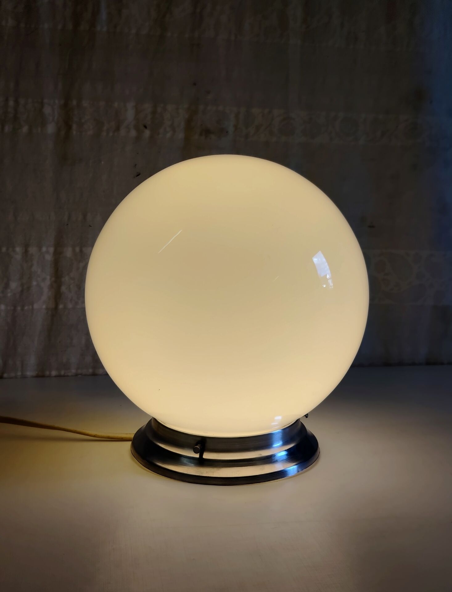 Ceiling light or table lamp with opaline globe diameter 20cm - mid 20th century