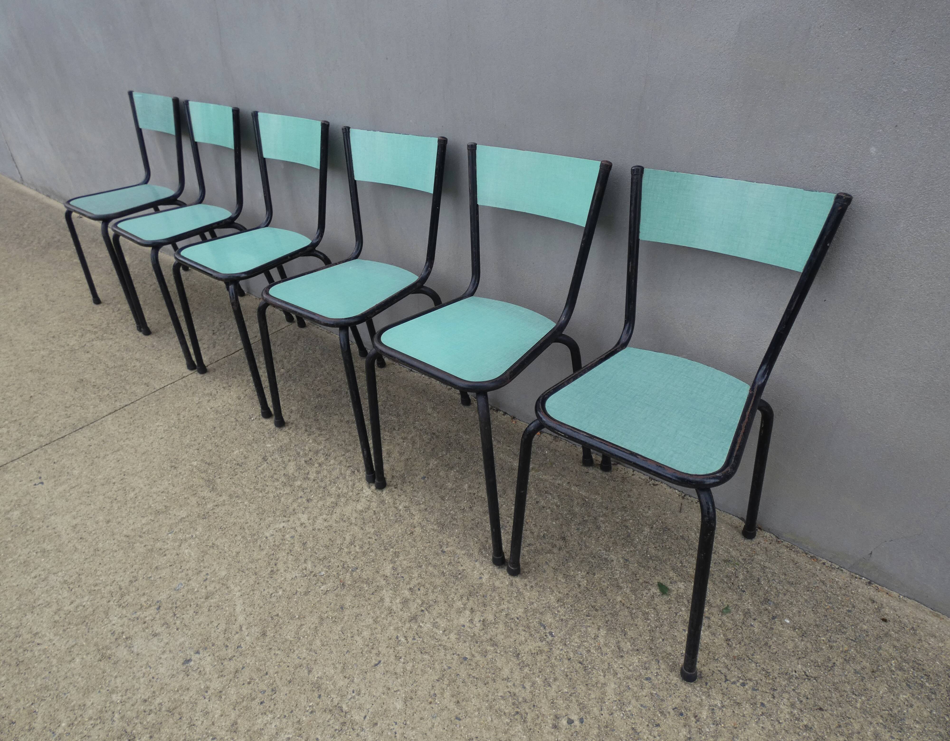 6 chaises en formica vert mint design vintage