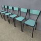 6 chaises en formica vert mint design vintage