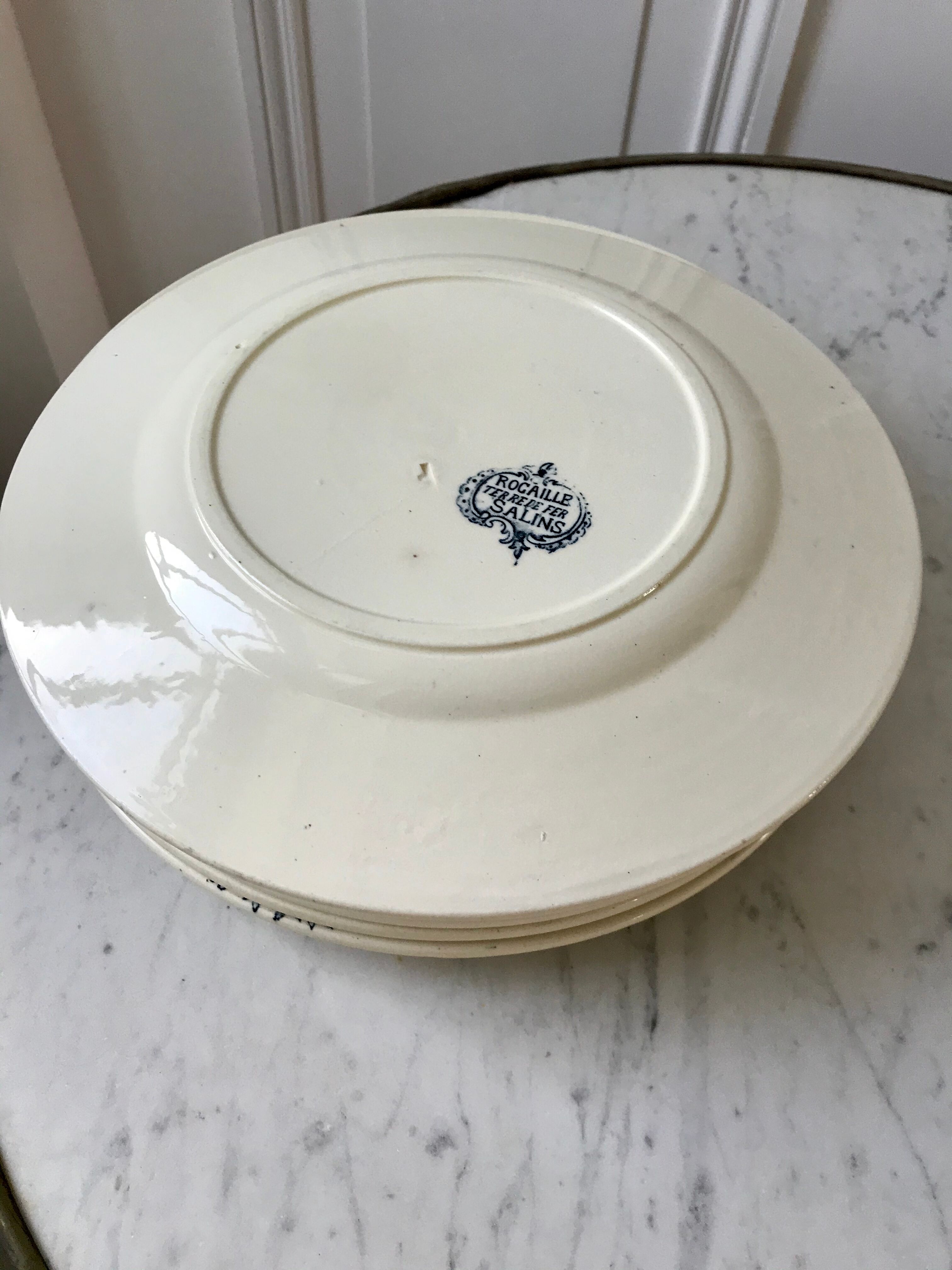 Set of 8 flat plates Terre de Fer Salins model "Rocailles" late nineteenth