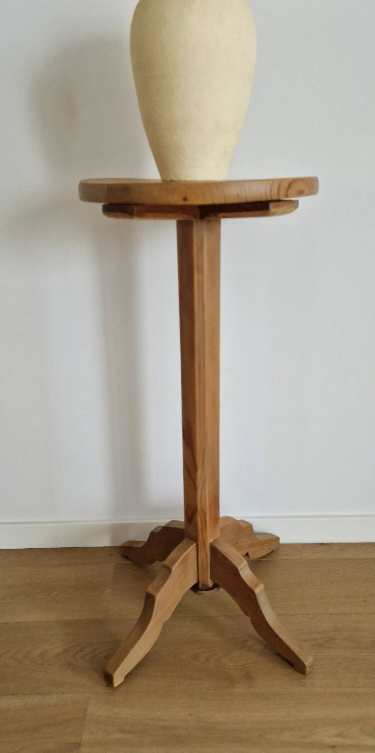 Solid pine wood pedestal table 1940s