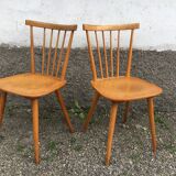 Pair of Scandinavian beech bistro chairs