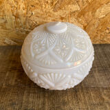 Vintage White Opaline Ball Box #C894