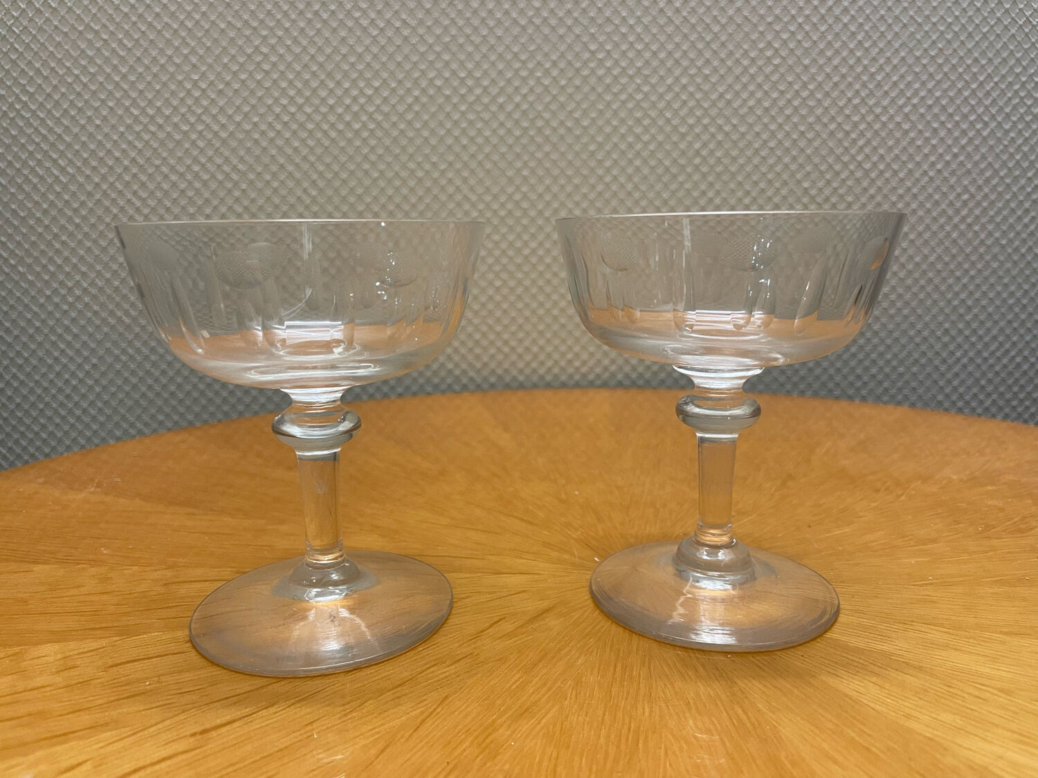 Pair of old champagne glasses