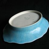 Panière enamels de Longwy decoration turquoise blue background and flowers