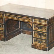 Bureau Chinois Chinoiserie 19ème Siècle Cuir Napoléonien