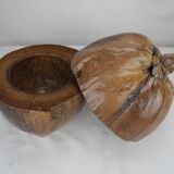 Old vintage decorative coconut ice cube bucket