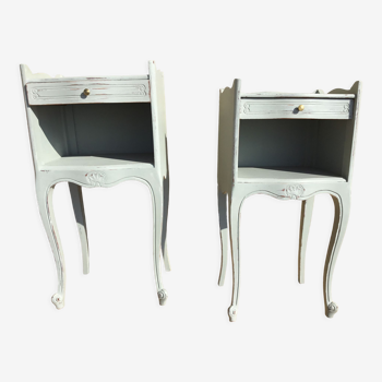 Pair of patinated Louis XV style bedside tables