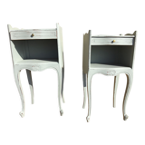 Pair of patinated Louis XV style bedside tables