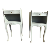 Pair of patinated Louis XV style bedside tables