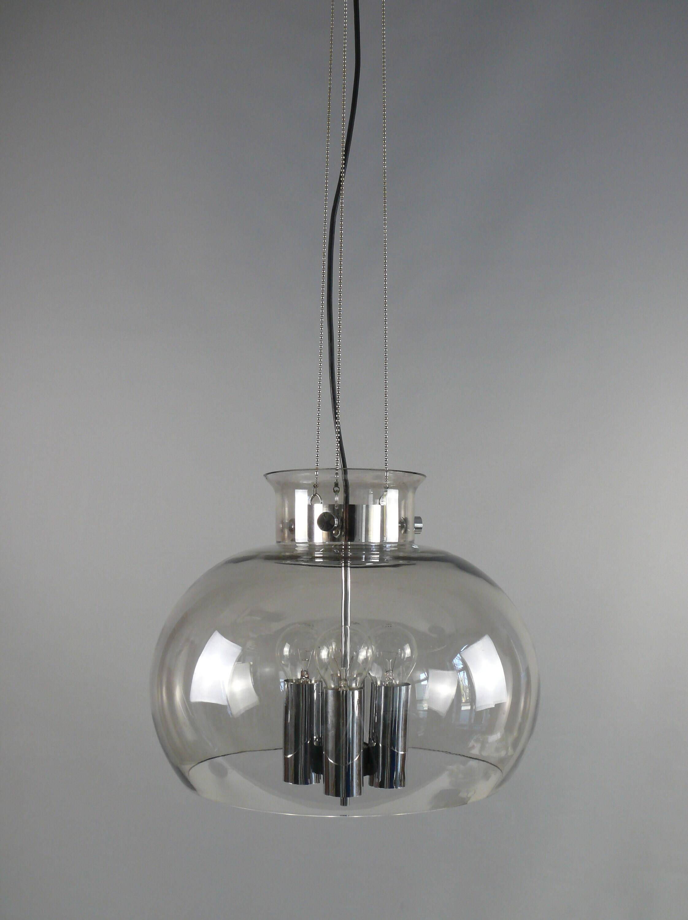 Four-light glass pendant lamp, Glashütte, Limburg, 1970s, pendant, ceiling light