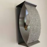 Pair of brushed steel and perspex wall lights, circa 1970.