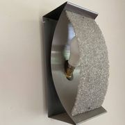 Pair of brushed steel and perspex wall lights, circa 1970.