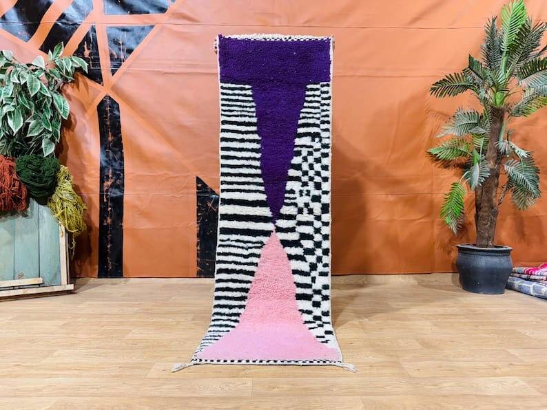 Handmade Beni Oura Hallway Rug Size 75 x 300 cm