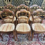 Suite of 6 Louis Philippe straw chairs