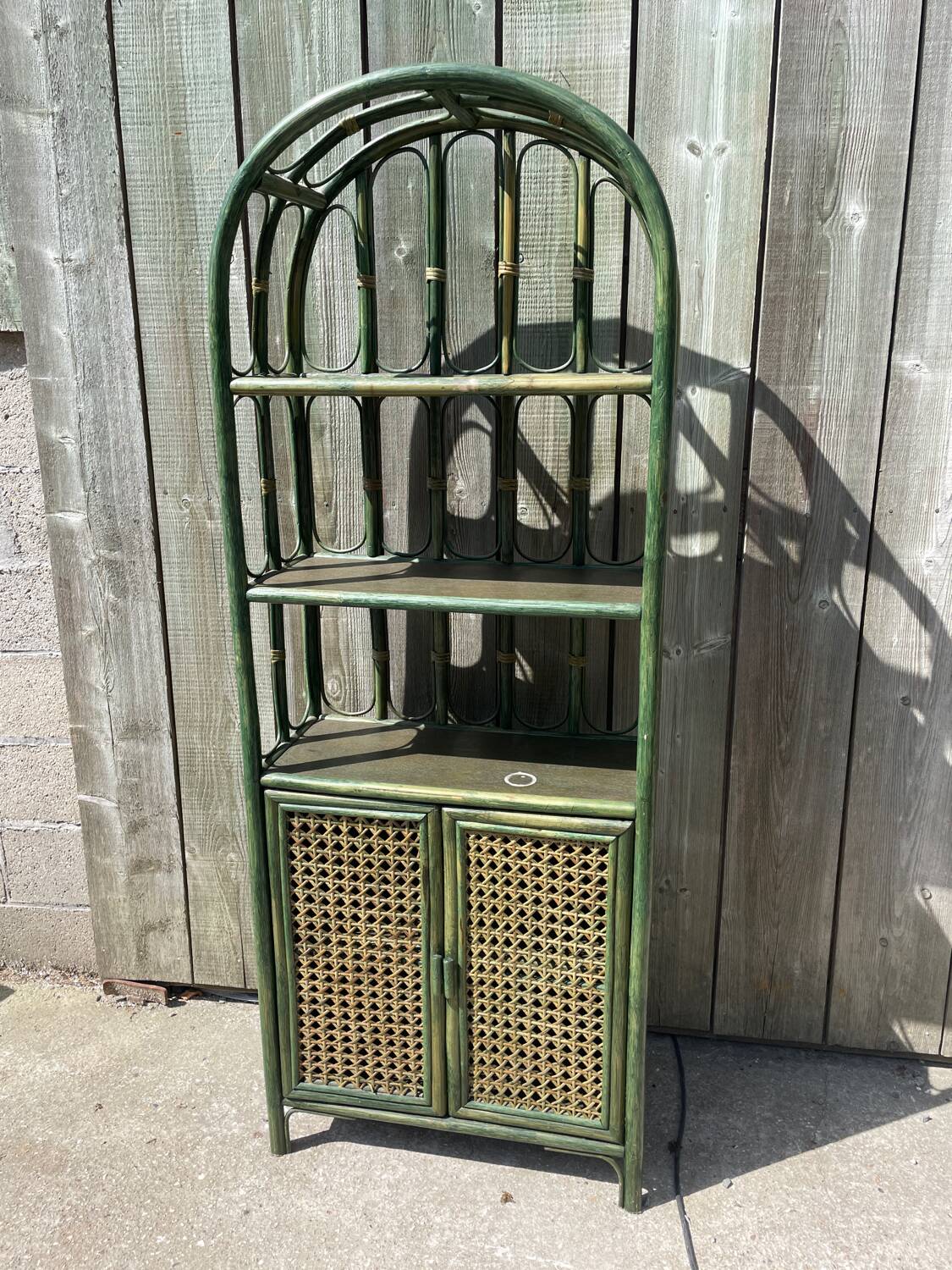 Green bamboo bookcase