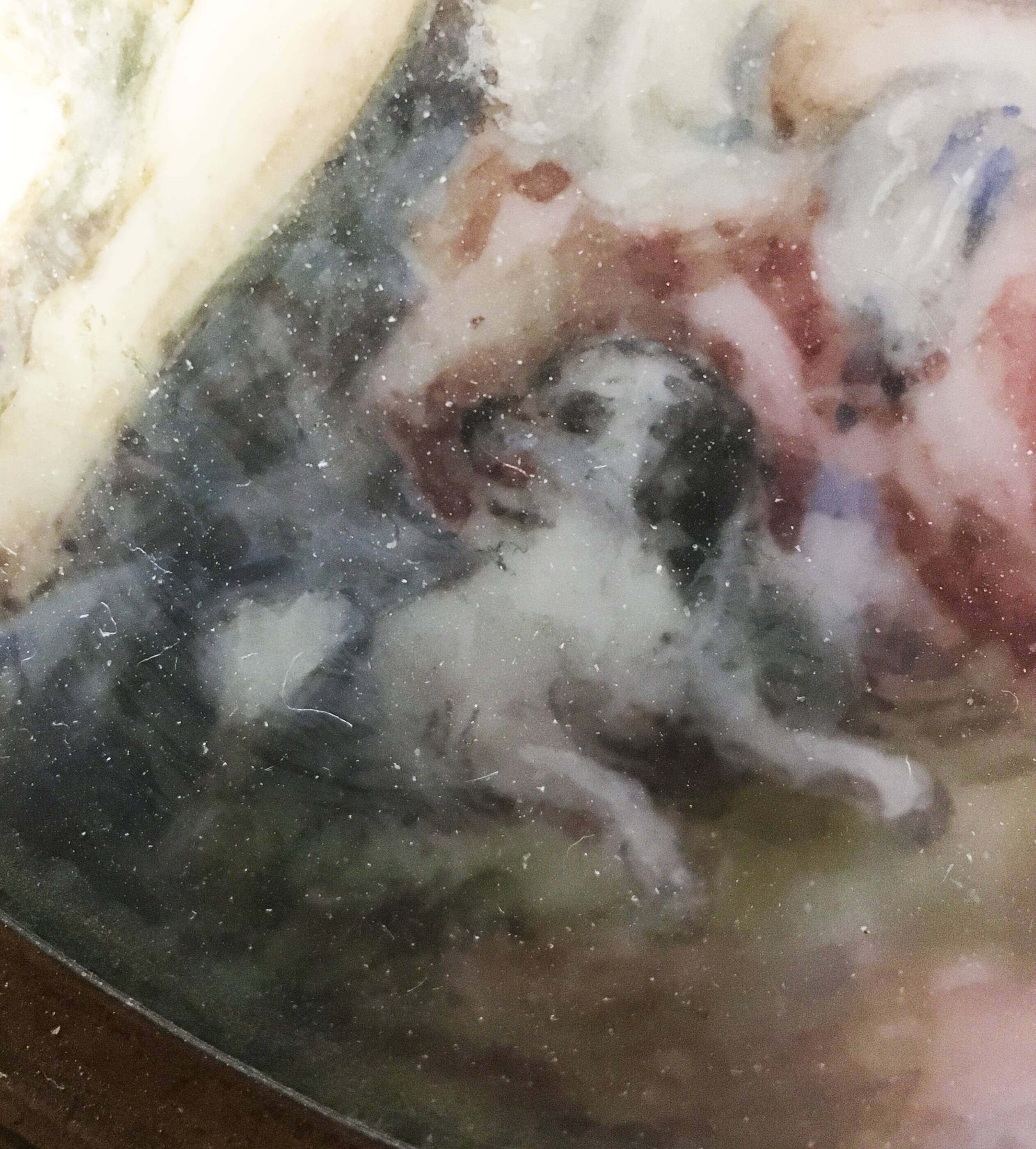 Old Miniature Painting "The Singer" romantic scene + frame