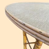 Bamboo and rattan table attributed to Audoux Minet