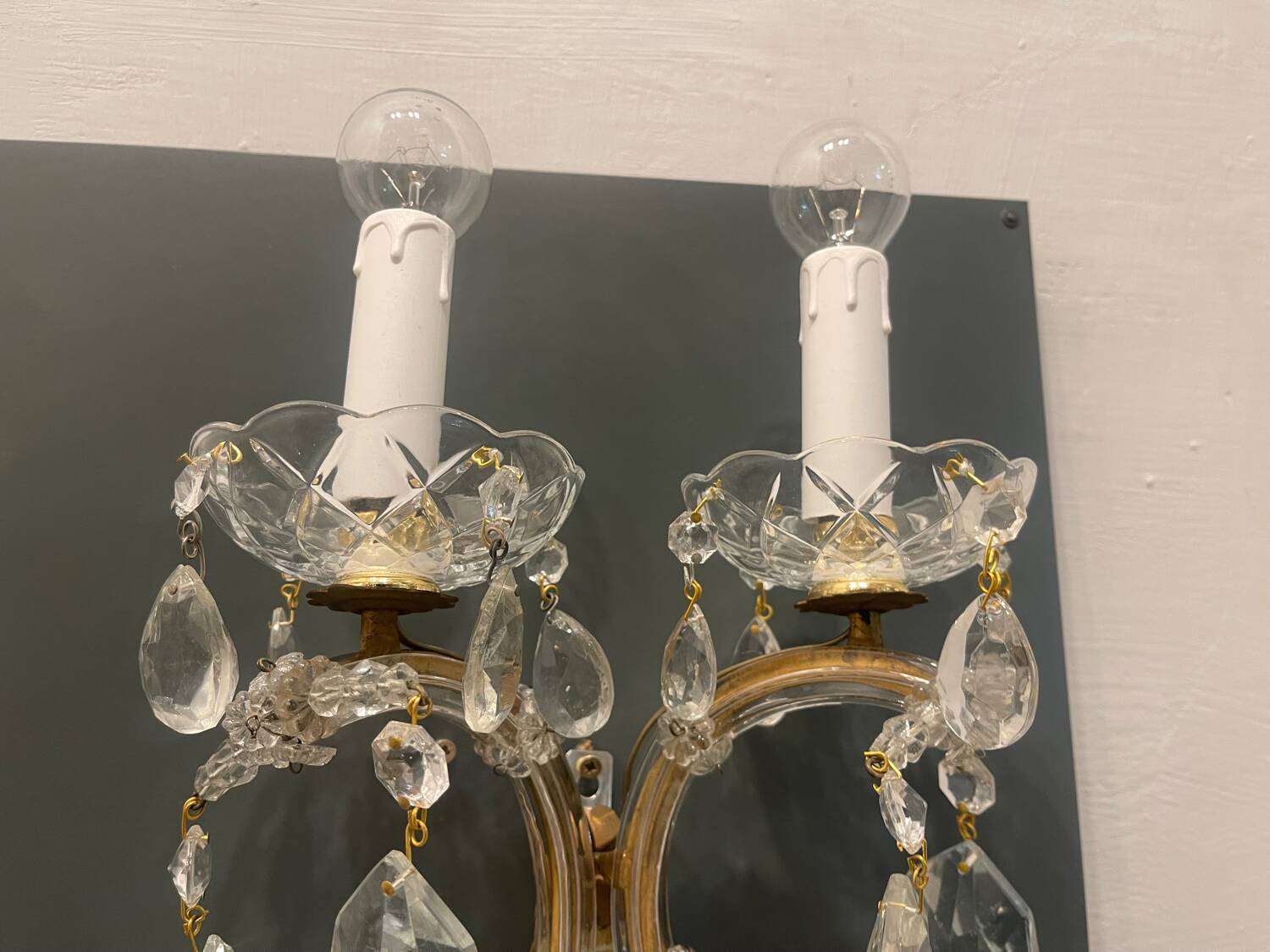 Large Maria Teresa Crystal Sconces Set of 2 1970’s