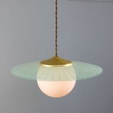 Mid-Century Italian Brass and Opaline Angel Pendant Lamp