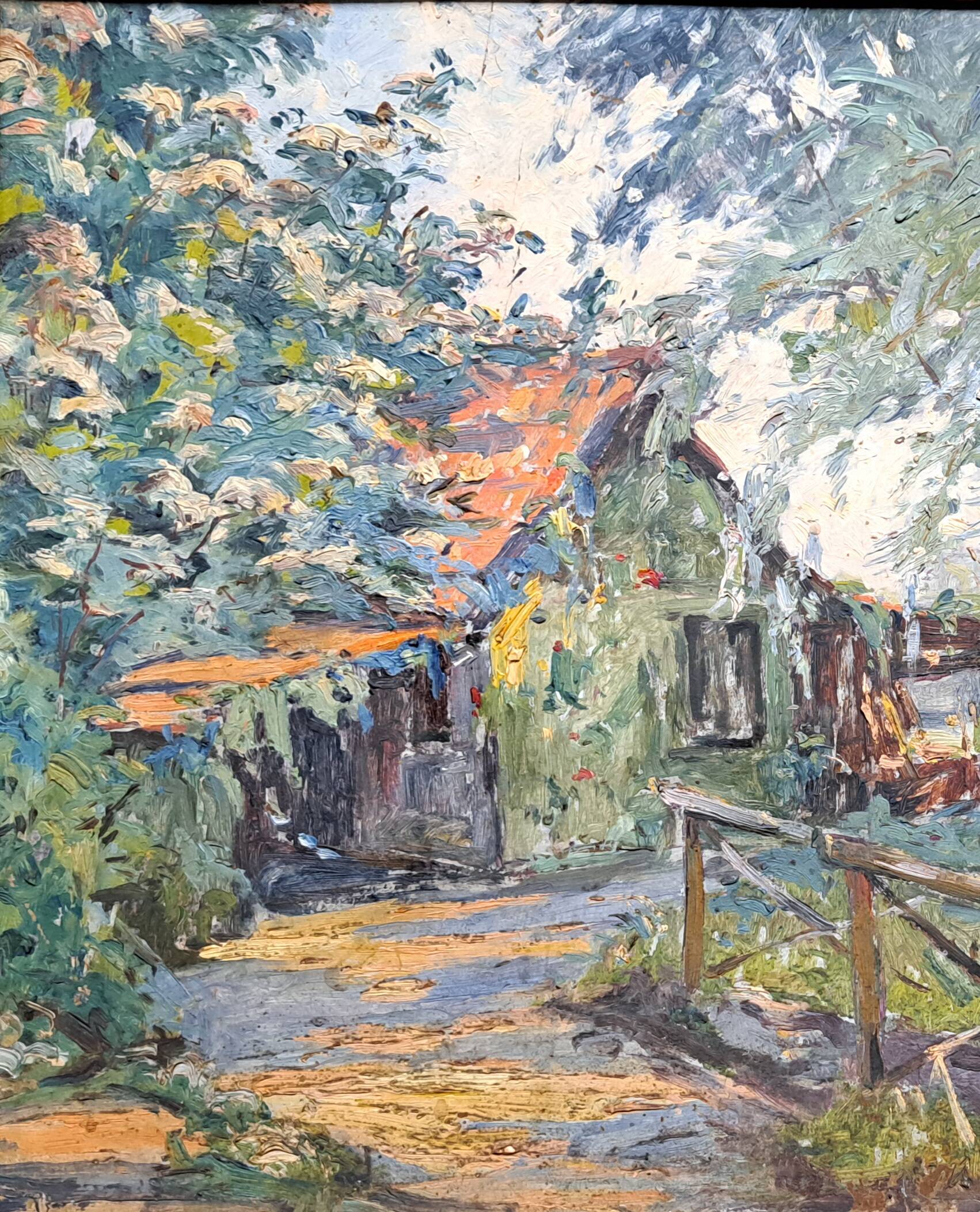 Impressionist oil painting on cardboard signed MAZARD - Barbizon school