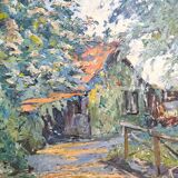 Impressionist oil painting on cardboard signed MAZARD - Barbizon school