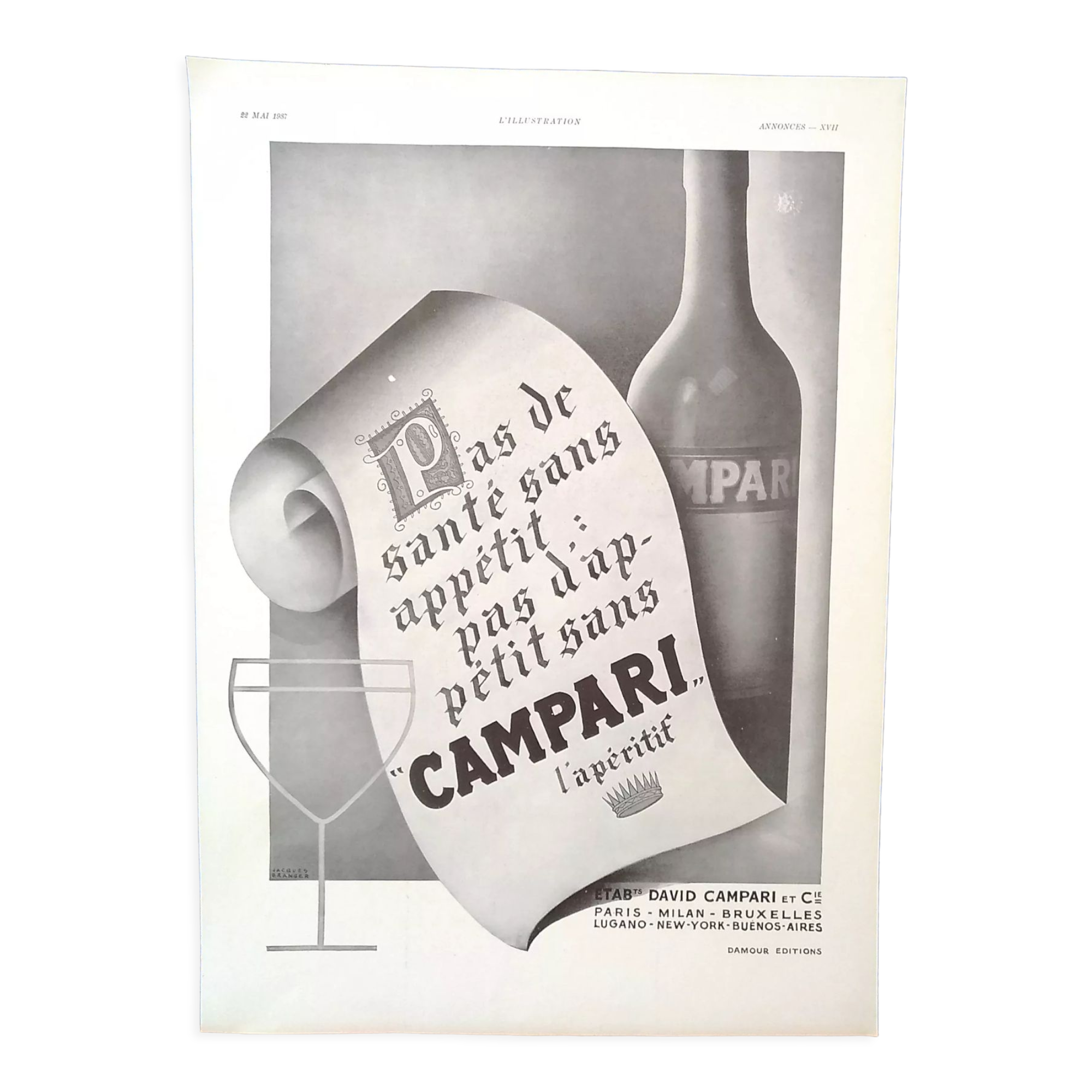 A Campari aperitif paper advertisement